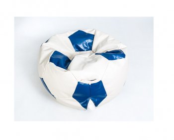 Кресло-мешок Мяч большой Экокожа бело-синее в Каменске-Уральском - kamensk-uralskiy.mebel-74.com | фото
