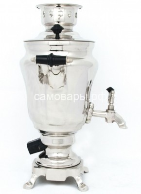 Электрический самовар из латуни никелированный на 1,5 литра форма "Тюльпан" с защитой от выкипания в Каменске-Уральском - kamensk-uralskiy.mebel-74.com | фото