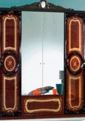 Шкаф 4-х дверный с зеркалами (01.144) Роза (могано) в Каменске-Уральском - kamensk-uralskiy.mebel-74.com | фото