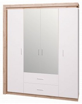 Шкаф для одежды с ящиками 4-х створчатый с зеркалом Люмен 16 в Каменске-Уральском - kamensk-uralskiy.mebel-74.com | фото